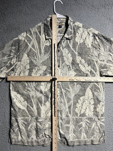 Tommy Bahama Hawaiian Shirt Size Large Gray Floral 100% Silk Button Down Relax - Picture 3 of 17