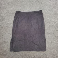 Halston Heritage Skirt Womens 8 Pencil Straight Gray Velvet Office Basic Ladies