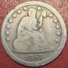 1857 Seated Liberty Quarter. Free Shipping