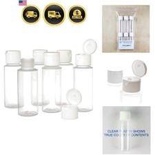 2oz Clear Plastic Empty Squeeze Bottles with Flip Cap - BPA-free - Set of 6 -...