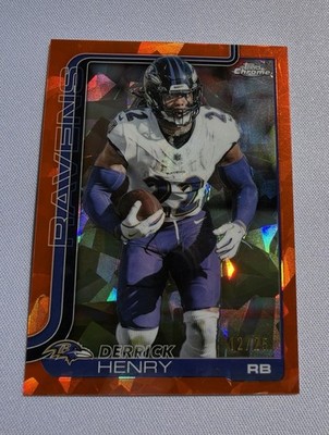 2025 Topps Chrome Sapphire Derrick Henry Orange Refractor 12/25 #25 Ravens