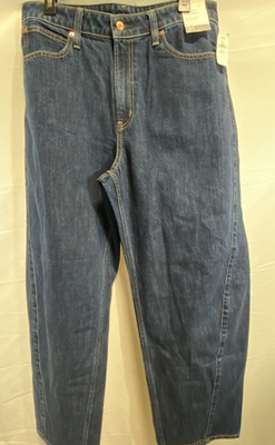 #ad #ad GAP Women#x27;s NWT Curvy Barrel High Rise Blue Jeans 100% Cotton Sz 31 12R $21.24