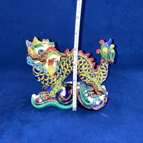 Vintage Sāntáofáng 1990 Koji pottery Asian porcelain dragon statue - Picture 19 of 19