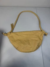 Freda Salvador Brown Elodie Crescent Bag with Stains and Wrinkled Leather