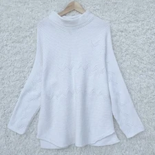 FDJ French Dressing Jeans Womens White 100% Cotton Cable Knit Sweater XL