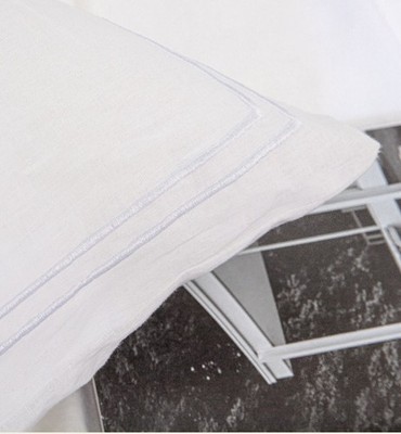 Simple Opluence Linen White Double Embroidered Euro Sham! 26'' X 26'' (M23)