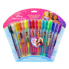Disney Princess 16 Piece Glitter Pen Body Art Set Glittery and Bright Colors NEW