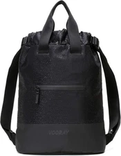VOORAY 23L Flex Cinch Drawstring Backpack – Lightweight Travel Black Foil 