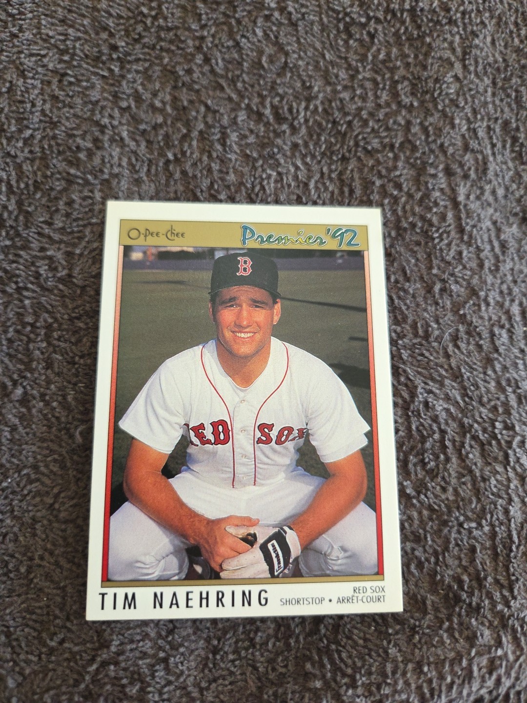 1992 O-Pee-Chee Premier Tim Naehring Boston Red Sox Baseball Card #37
