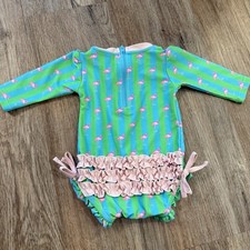 Ruffle Butts Baby Girl Swimsuit One Piece Size 3-6 Months Flamingos Ruffles Girl