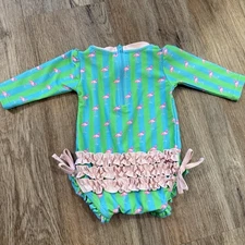 Ruffle Butts Baby Girl Swimsuit One Piece Size 3-6 Months Flamingos Ruffles Girl