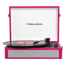 Vintage Bluetooth Record Player 3-Speed Turntable with Built-in Speakers, Por...