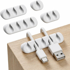 Cord Organizer for Desk, Nightstand Cable Holder, 5 Pack, Multislot, White  Ad