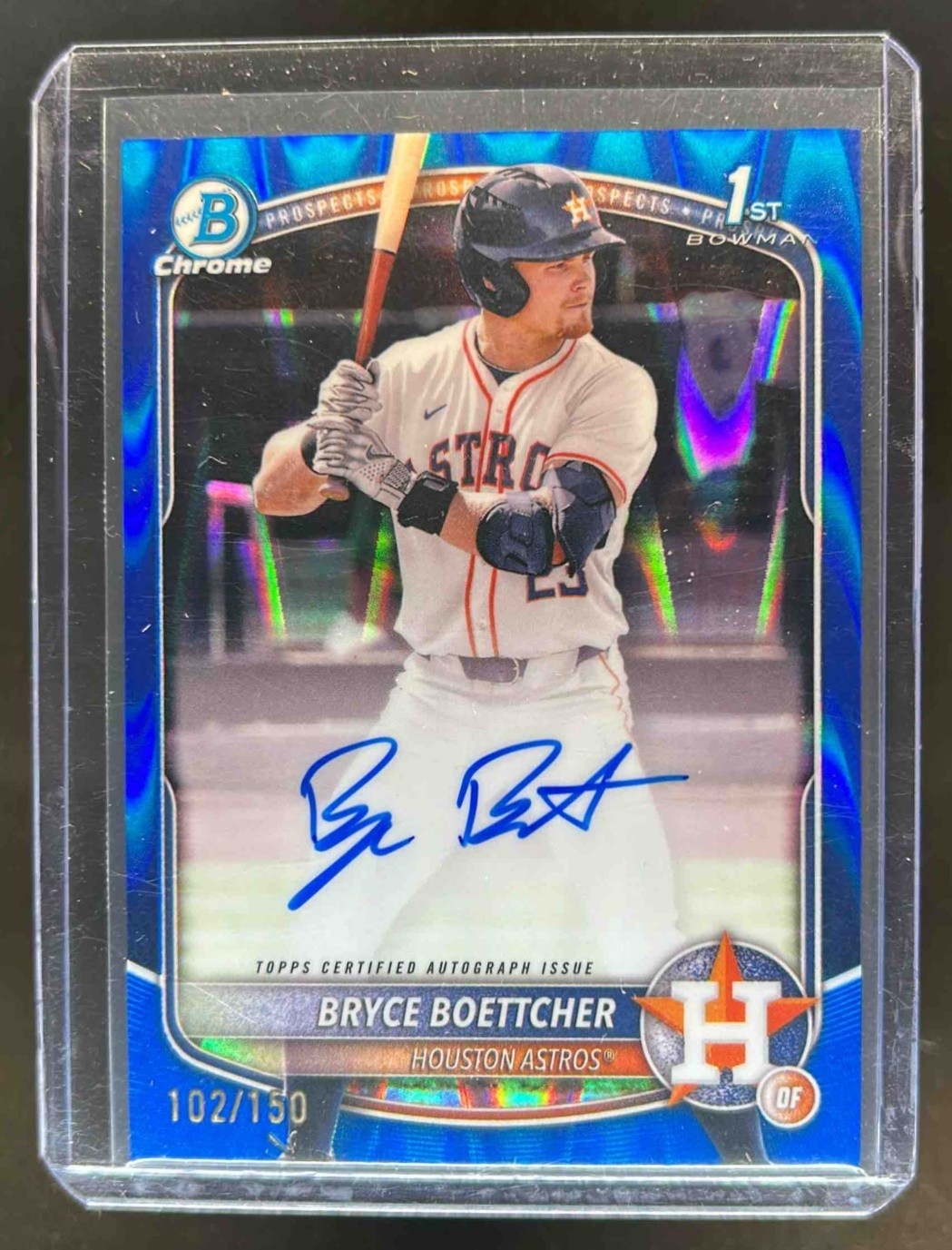 2025 Bowman Chrome Bryce Boettcher Auto Blue RayWave Refractor 1st #102/150