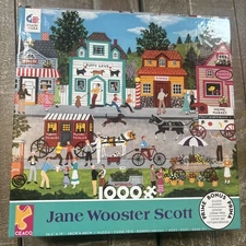Jane Wooster Scott HAPPY-GO-LUCKY 1000 piece puzzle COMPLETE w Poster CEACO USA
