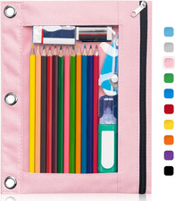 Pencil Pouch for 3 Ring Binder, Binder Pencil Case with Smooth Zipper, Clear Win