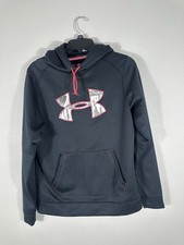 Under Armour Women s Small Black Pink Logo Semi Fitted Pullover Hoodie