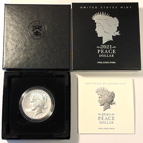 2021P Peace Silver Dollar Uncirculated, OGP w/COA Free Shipping! Original Owner!