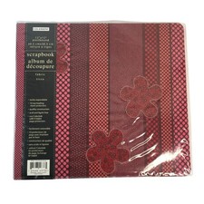Colorbok 12x12 Inch Postbound Scrapbook Album Fabric Kitchen Flowers Burgandy