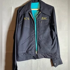 Vintage 1950s Wool Work Jacket Size Small Japan Souvenir “Bill” Chain Stitch