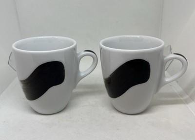 Ancap Verona Millecolori Demitasse Cups 4  Pair Black Stroke A Porcelain Italy