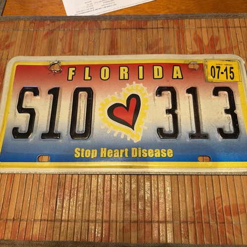 FLORIDA COLORFUL GRAPHIC STOP HEART DISEASE LICENSE PLATE