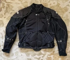 First Racing Motorcycle Mesh Jacket W/Zip Liner Black Armored Heavy Duty Sz L