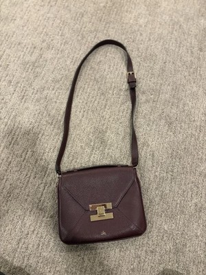 Demellier Vancouver Burgundy Red Wine Leather Bag Crossbody Pebbles Leather