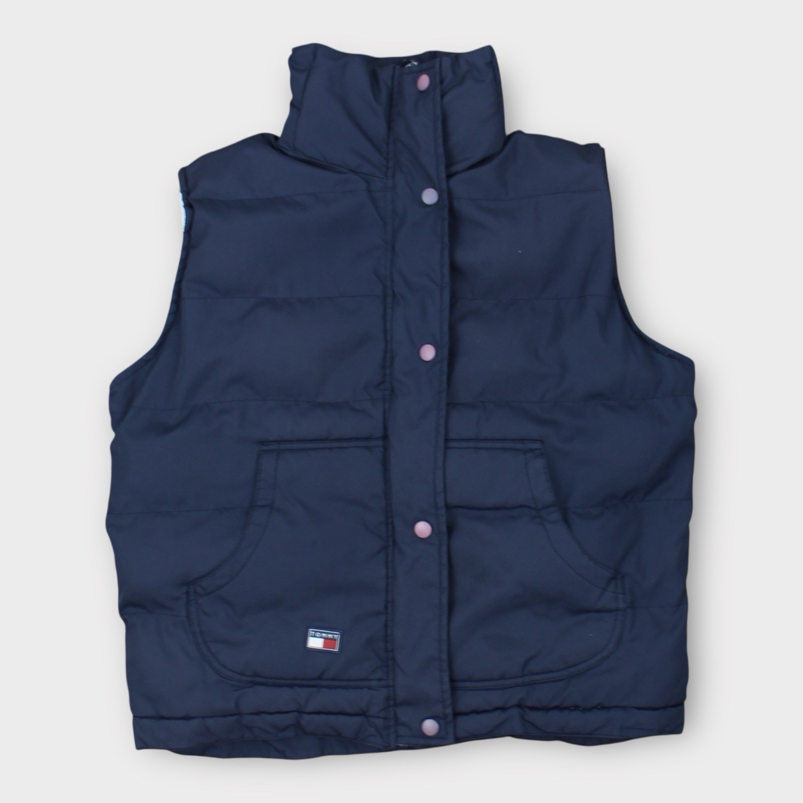 Vintage Tommy Hilfiger Navy Velvet-Lined Puffer Vest Jacket Women’s Size Large