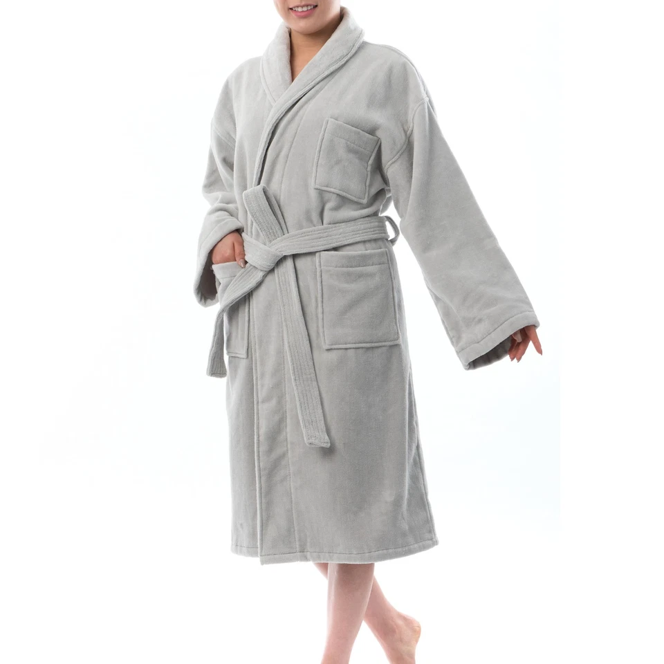 AlpineSwiss Blair Women Cotton Terry Cloth Bathrobe Shawl Collar Velour Spa Robe - Image 3 of 4