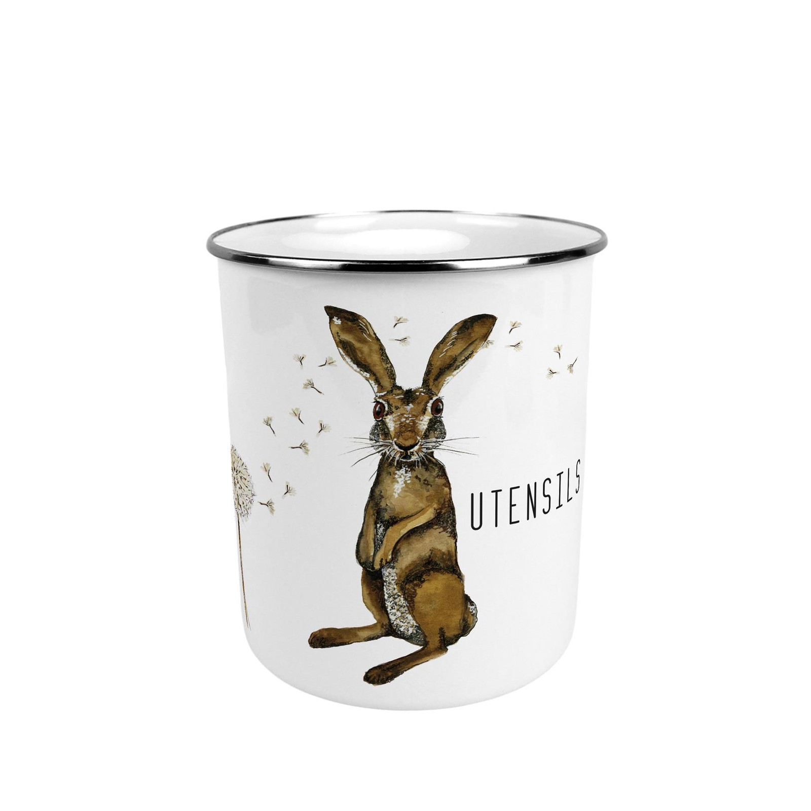 Hare & Dandelions Metal Kitchen Utensil Storage Pot - Kitchen Organiser Gift