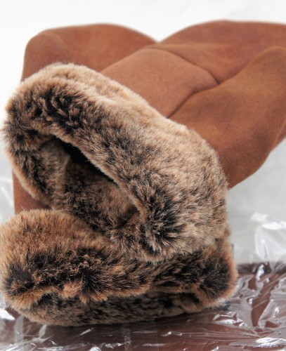 ECHTES ECHTES LAMMFELL SHEARLING LEDER FÄUSTLINGE UNISEX, GEALTERT COGNAC BRAUN S-2XL - Bild 5 von 12