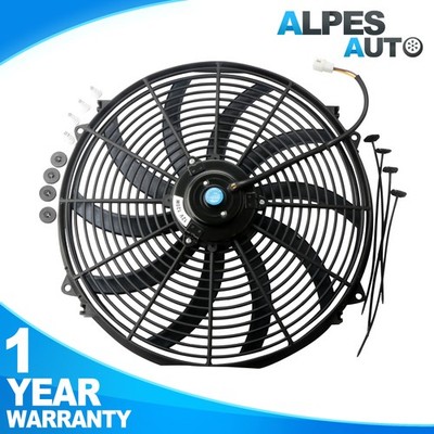 1PC 16'' 12V Universal Electric Radiator Fan Slim Push Pull Cooling w/ Mount Kit