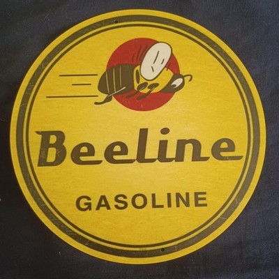 8'' Round Metal Sign Wall Art Man Cave Garage Bar Gas Station Oil Auto Beeline