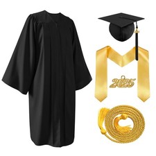 Unisex Matte Cap and Gown 2025 with Tassel Graduation Stole Honor Cord for Hi...