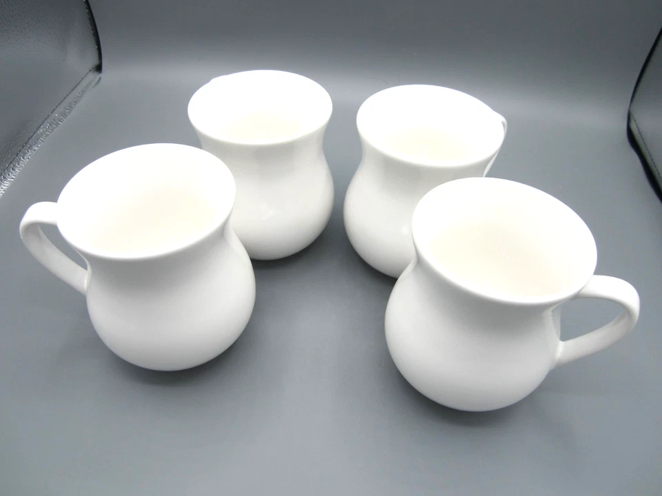 Set of 4 Williams Sonoma Solid White Belly Shaped Coffee Tea Mug 13 oz (B12) - Image 2 of 4