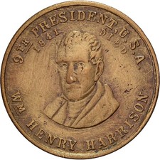 [#1527300] USA, Token, Henry Harrison, Mosiądz, VF(30-35)