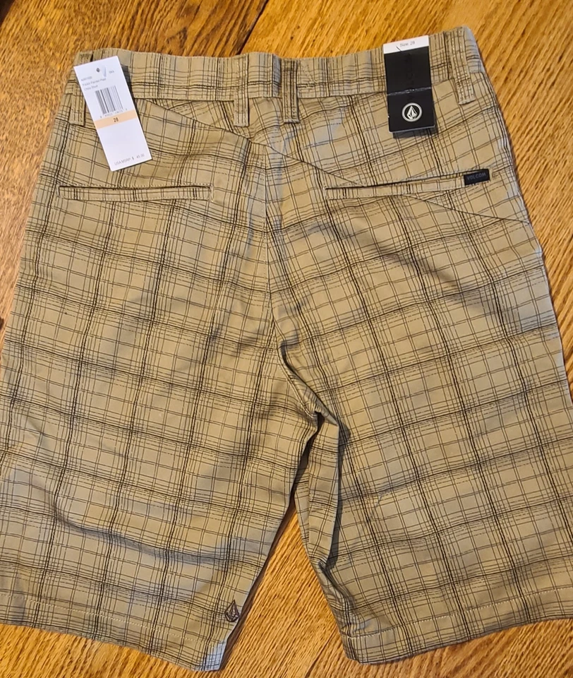 2 PAIRS VOLCOM Painted Plaid Chino Shorts-sz 28- NWT - Image 3 of 4