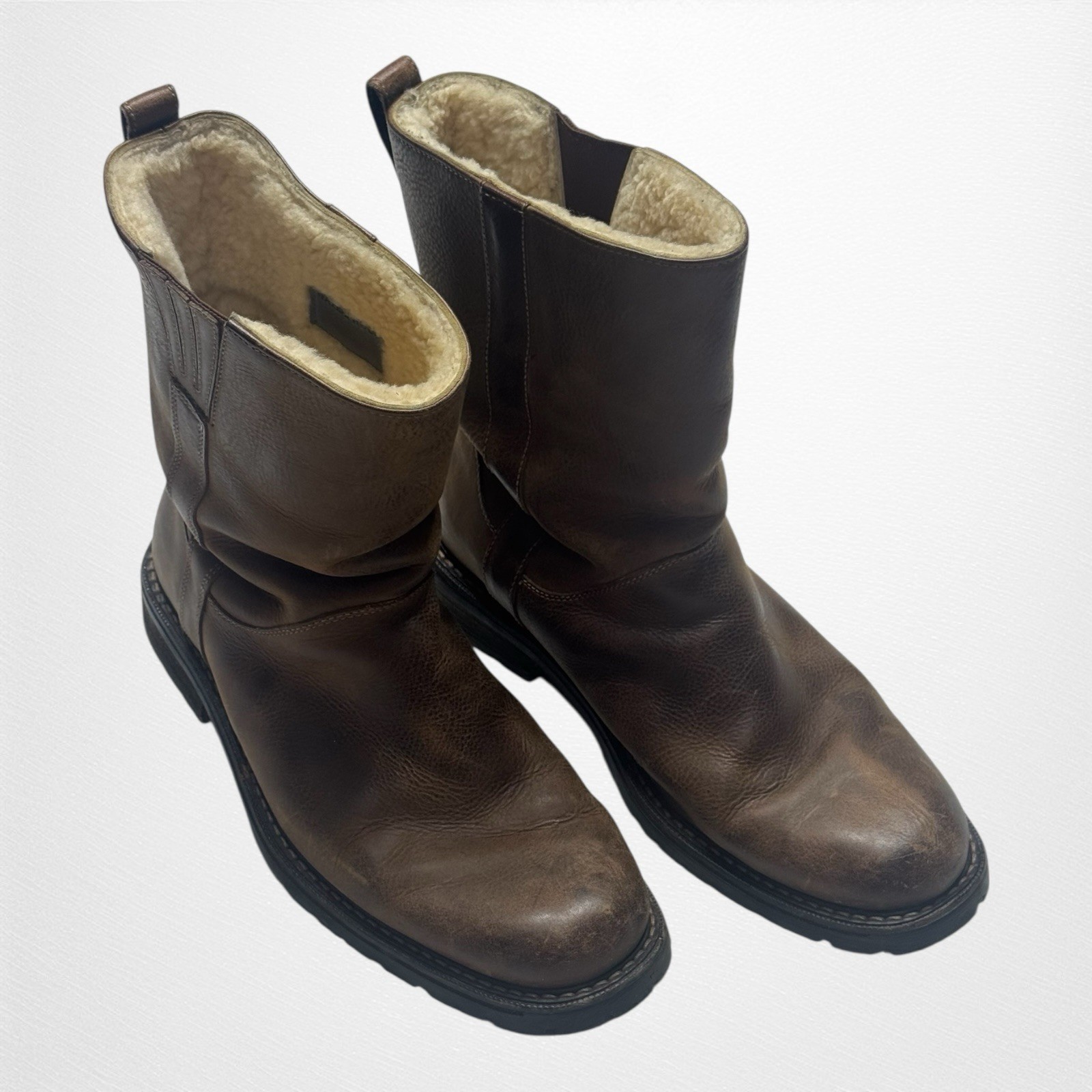 Cole Haan  Shearling Lined Waterproof Leather Boots Brown Mens Size 9