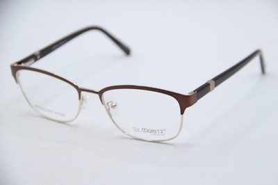 NEW ST. MORITZ CHERIE MOCHA GOLD AUTHENTIC DESIGNER EYEGLASSES 53-17