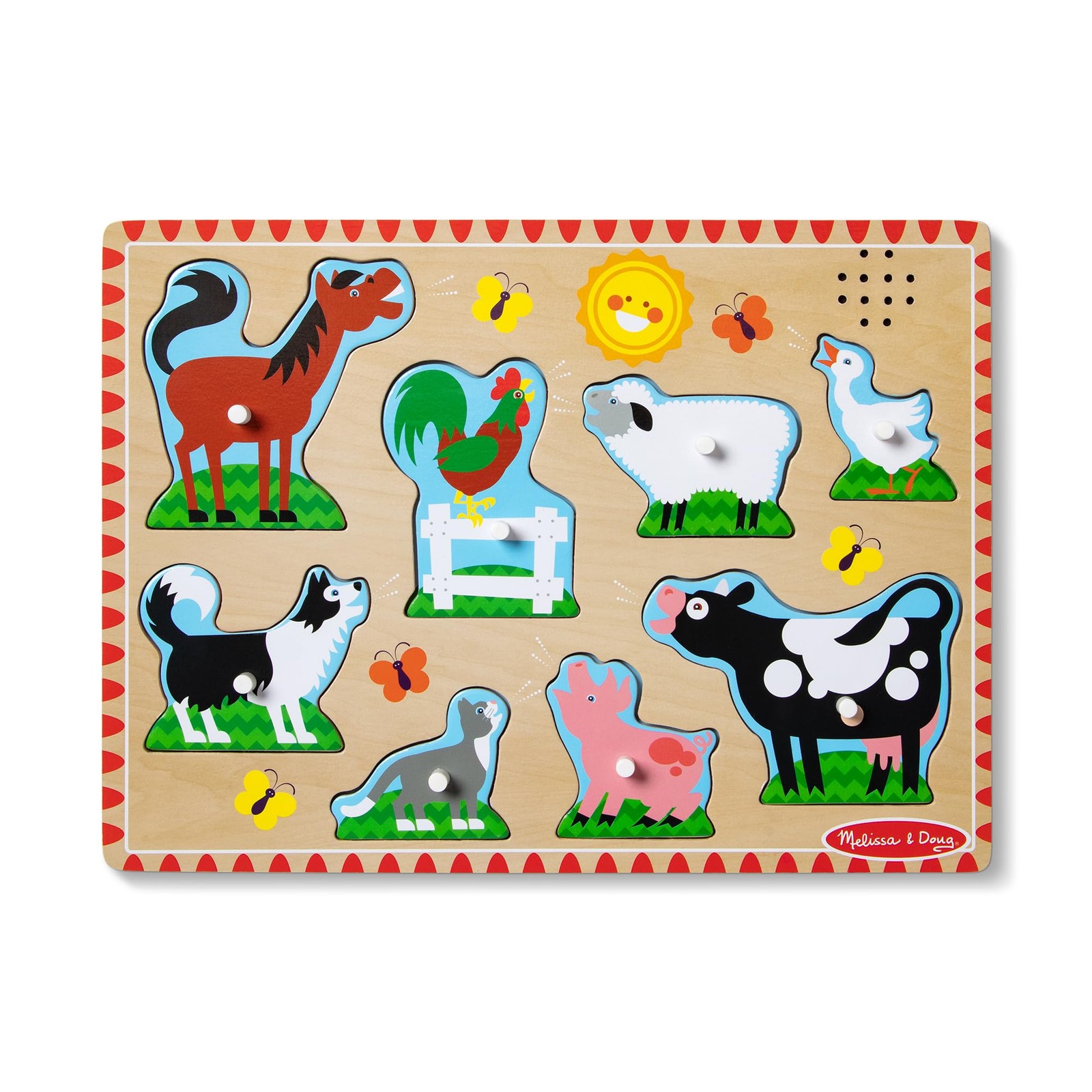 Melissa - Doug - Bauernhoftiere Sound Puzzle - 8-teiliges Steckpuzzle aus Holz m 6790₽