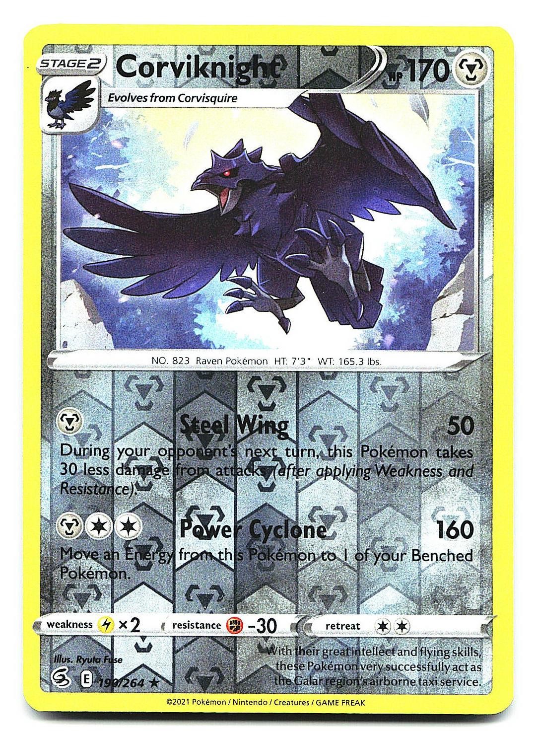 Corviknight SWSH08: Fusion Strike 190/264 Reverse Holo Pokemon NM