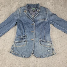 Ralph Lauren Jeans Company Jacket Womens M Blue Denim Long Sleeve Button Front