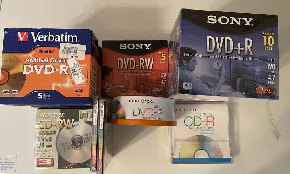 Lote sellado Sony, Memorex y Verbatim DVD-RW, DVD-R, CD-RW y CD-R. 70+ Foto 2 de 4