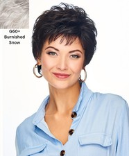 Raquel Welch Instinct Short Layered Shag Wig Average/Large G60+ Burnished Snow