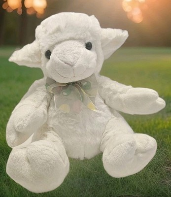 Wishpets 10'' White Lamb Plush ''Flower'' Stuffed Animal~Easter Egg Bow Sheep, CUTE