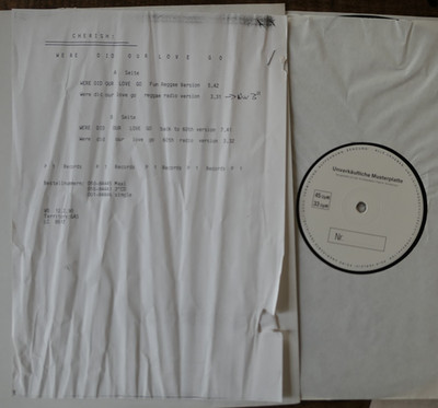 Cherish   Where Did Our Love Go 12'' Promo Testpressing P1 Rec.  Reggae-Pop MINT-