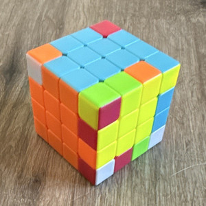 4x4x4 Multicolor Cube Twist Puzzle, Plastic Strategy Game, Ages 12+