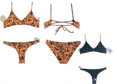 Nwt MAAJI Medium 4 Way REVERSIBLE BIKINI SET Triangle Top Low Rise Bottoms Grn/O