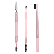 Real Techniques Brow Styling Set, Dual-ended Makeup Brushes, 3 Piece Set Open